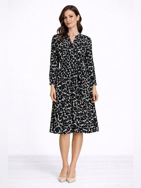 H&M Black and White Oversized Long Sleeve Dress